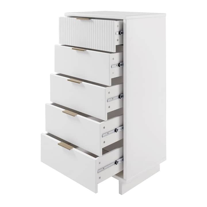 Manhattan Comfort Granville Tall 23.62" Modern Narrow 5 Drawer Dresser