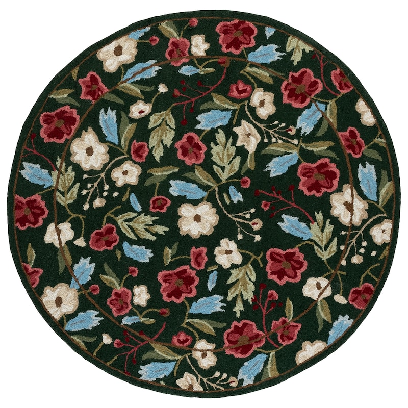 SAFAVIEH Handmade Jardin Redenta Rug - 6' Round - Green/Red