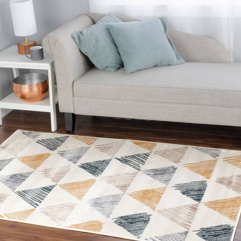 Superior Axton Mid-Century Modern Geometric Area Rug - 8' x 10' - Bone