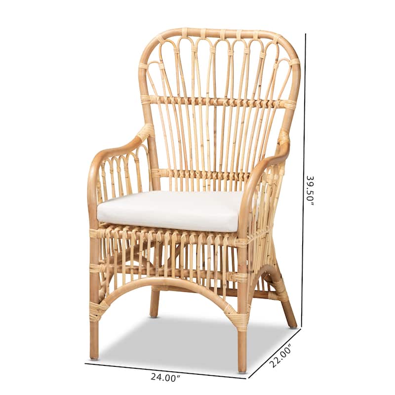 Aya Modern and Contemporary Natural Finished Rattan Armchair