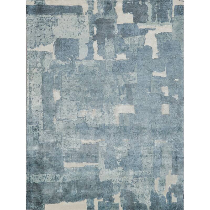 Papyrus Blue Wool/Bamboo Silk handloomed Area Rug