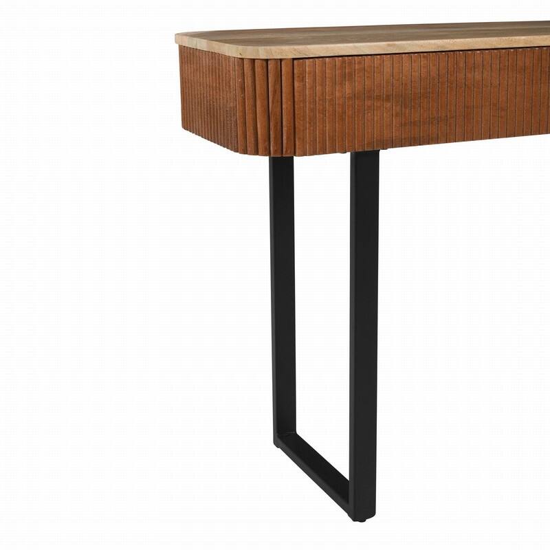 Solid Wood Entryway Table with Fluted Drawers Console Table with Storage Solutions