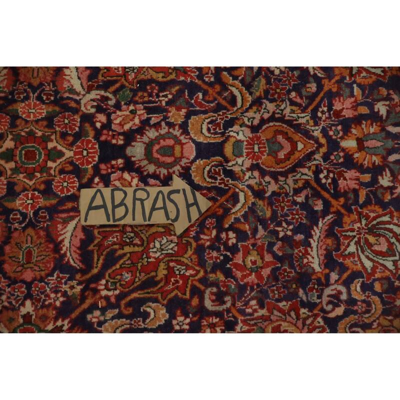 Hand Knotted Oriental 100% Wool Carpet Traditional All-Over Navy Blue & Blues Bidjar Area Rug - 10' 5'' X 7' 4''