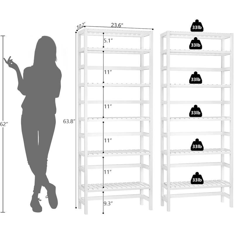 Free Standing Bamboo Bookshelf Organizer,Thick Bookcase Storage Shelving,Rust Resistance,Easy Assemble