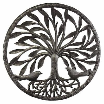 Handmade Tree of Life with Two Birds Metal Wall Art (Haiti)