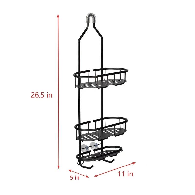 Utopia Alley Rustproof Aluminum Shower Caddy - Hanging Shower Caddy Organizer with 3 Shelves, Chrome & Matte Black Finish