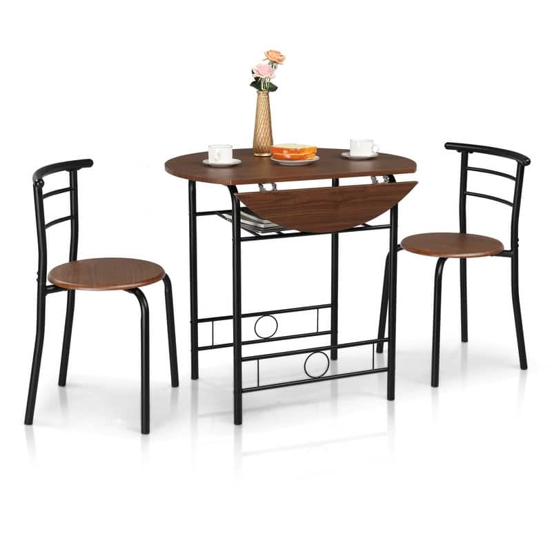31.5" Drop Leaf Dining Table for Small Space,Small Kitchen Table Set for 2 - Brown