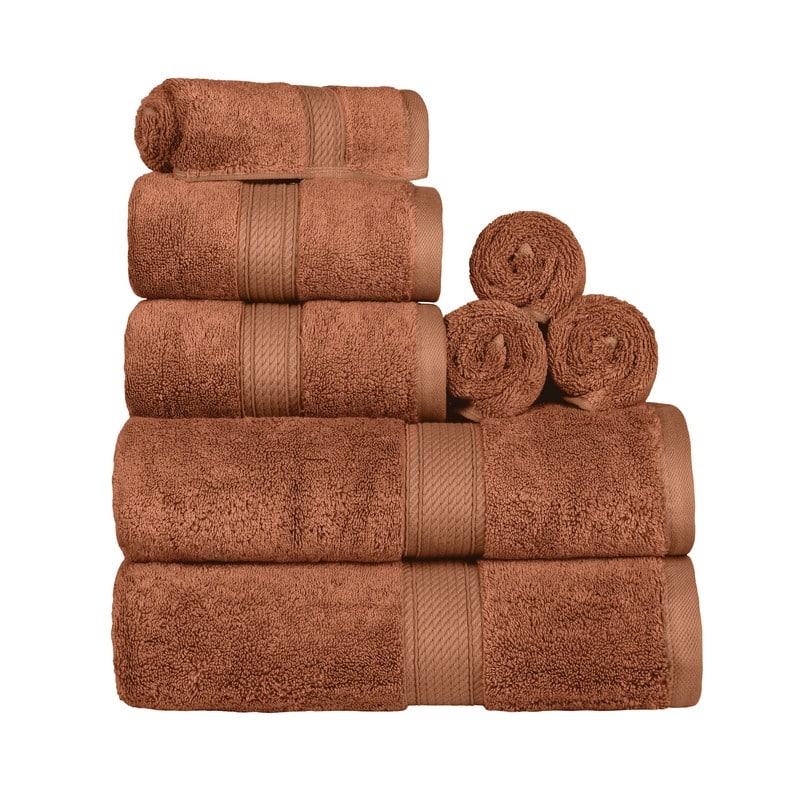 Superior Egyptian Cotton 8 Piece Towel Set Ultra Plush & Absorbent Bath, Hand & Face Towels, Heavyweight Spa Quality