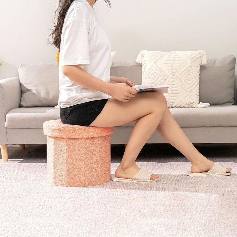 Round Ottomans with Storage Foot Stool Footrest