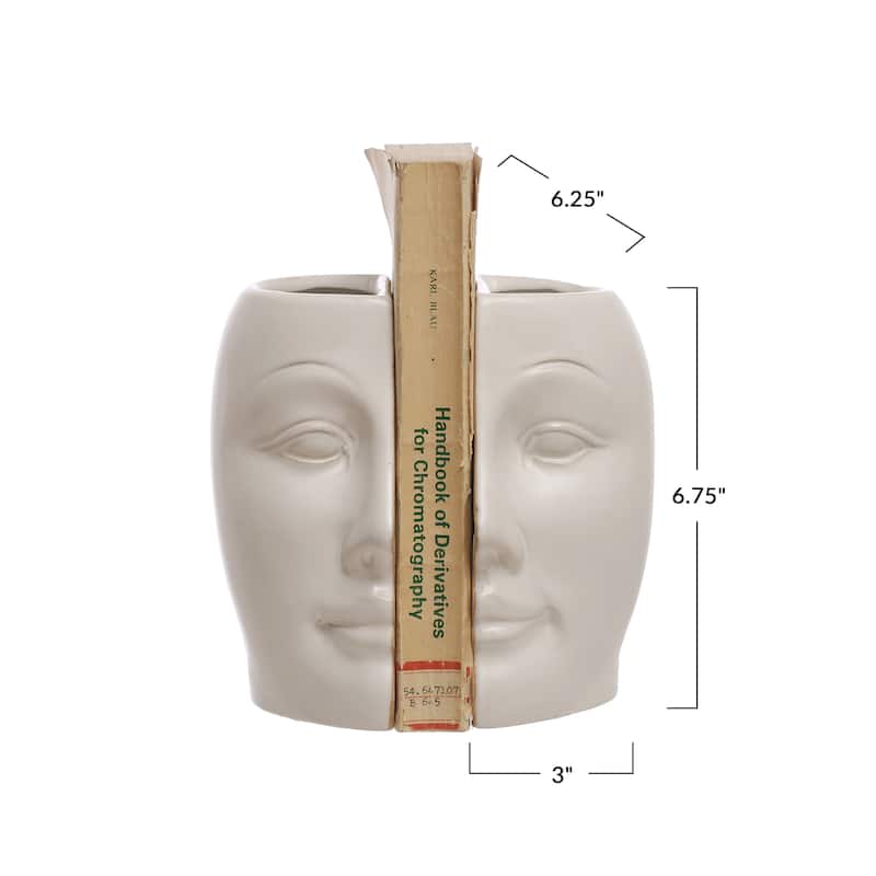 Sculpted Stoneware Face Vases with Reactive Glaze