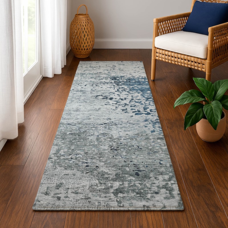 Premium Washable Super Soft Abstract Solid Mayfield Rug - Denim - 2'3" x 7'6"