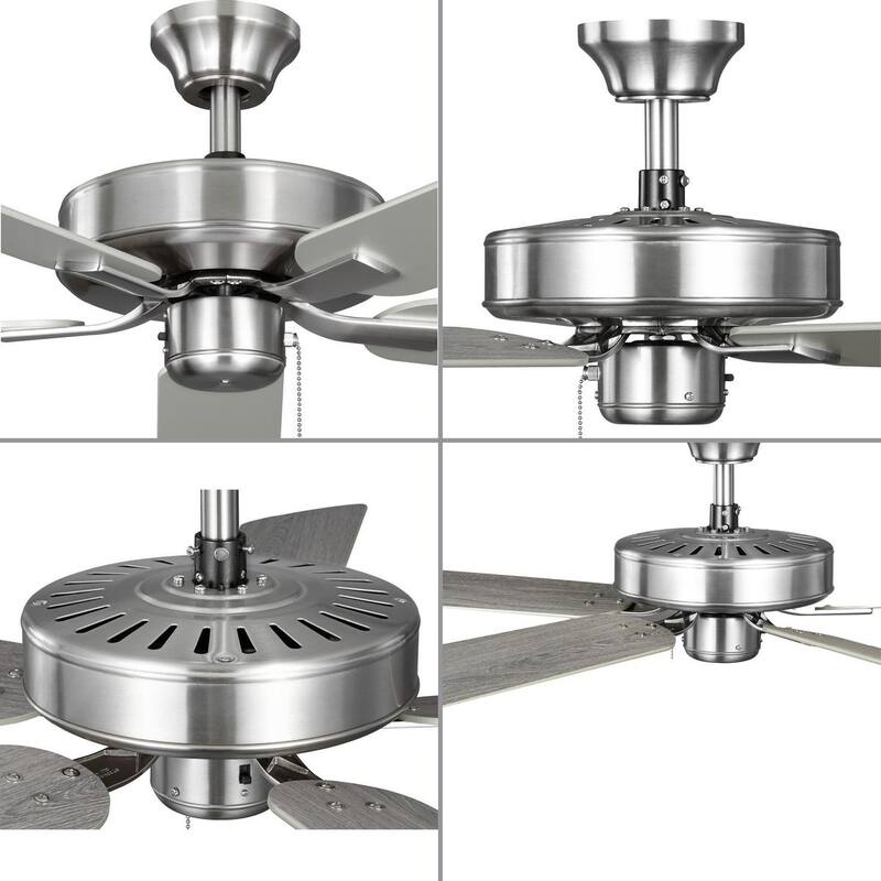 AirPro 52 in. Brushed Nickel 5-Blade Rated AC Motor Transitional Ceiling Fan - 52 in x 52 in x 12.5 in