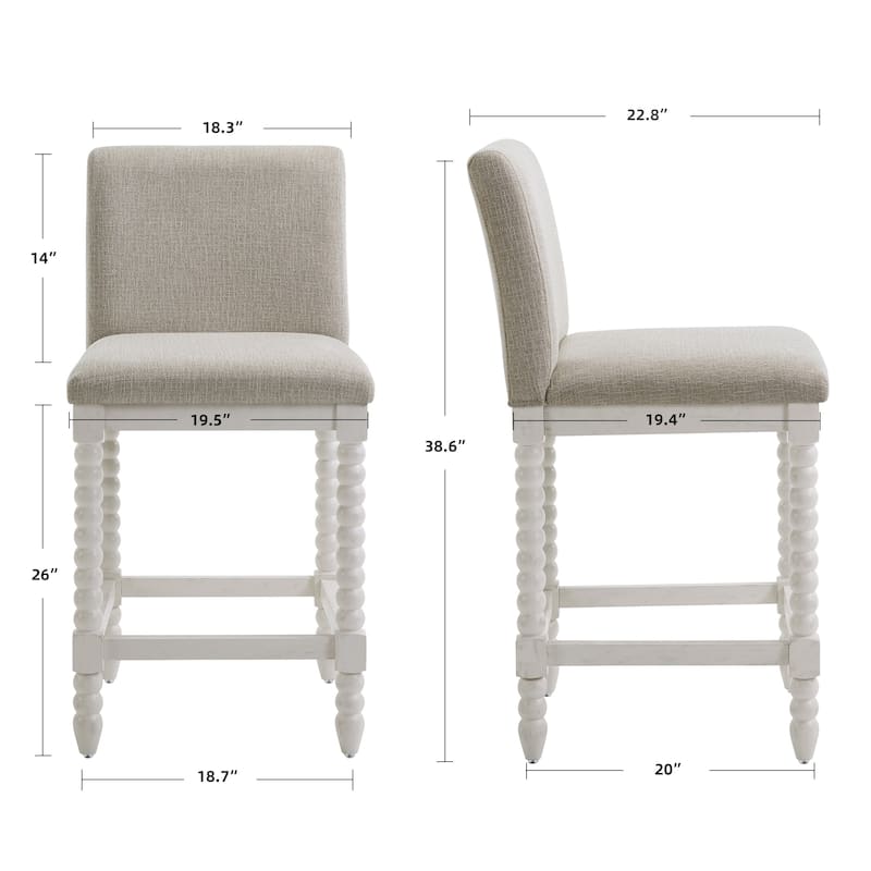 Chenille 26"H Spindle Legs Counter Stool