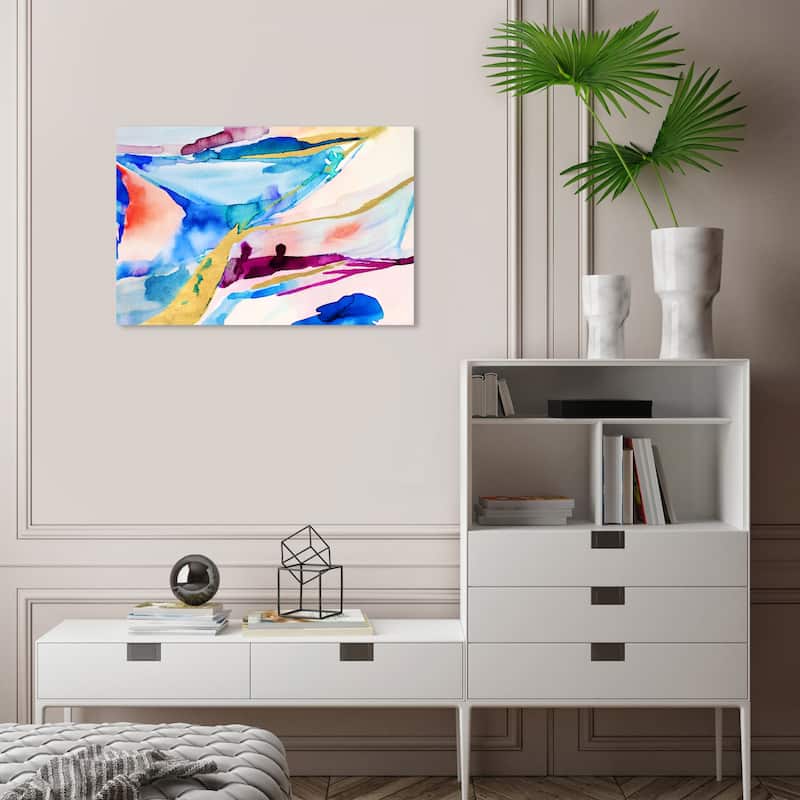Wynwood Studio Canvas Abstract Flowing Shades Blue and Modern & Contemporary Wall Art Canvas Print - 16 x 24