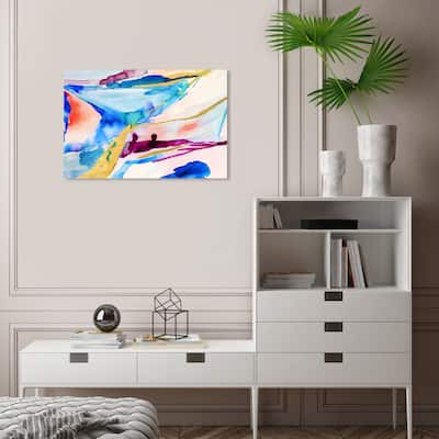 Wynwood Studio Canvas Abstract Flowing Shades Blue and Modern & Contemporary Wall Art Canvas Print