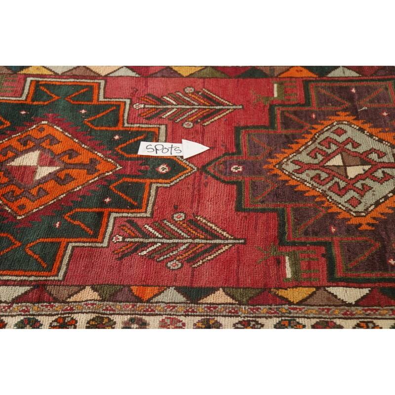 Hamedan Persian Vintage Runner Rug Handmade Wool Carpet - 3'10"x 11'9"