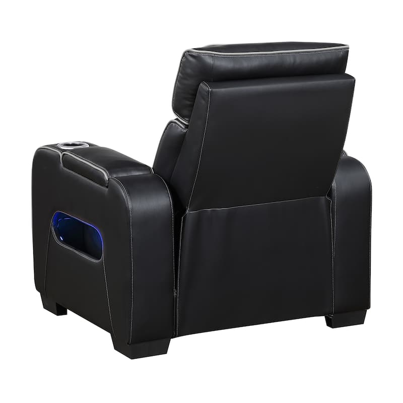 Ezra 37.5" Faux Leather Power Recliner - Power Heatrest, Cup Holders