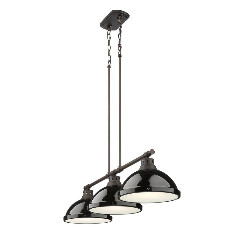 Yep by Golden Lighting Duncan 3-light Island Light in Rubbed Bronze and Black shade