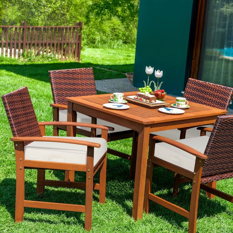 Aoodor Patio Chair Cushions Set of 2, Water Resistant Outdoor Seat Cushions with Handle and Ties, Square Corner Cushions