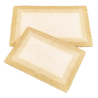 2-Piece Ombre Plush Skid-Resistant Bath Rug Set