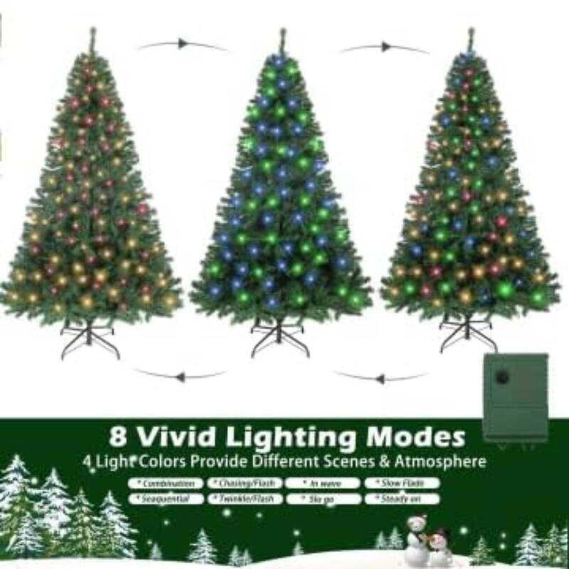 6.5FT Pre-Lit Premium Hinged Xmas Artificial Christmas Tree