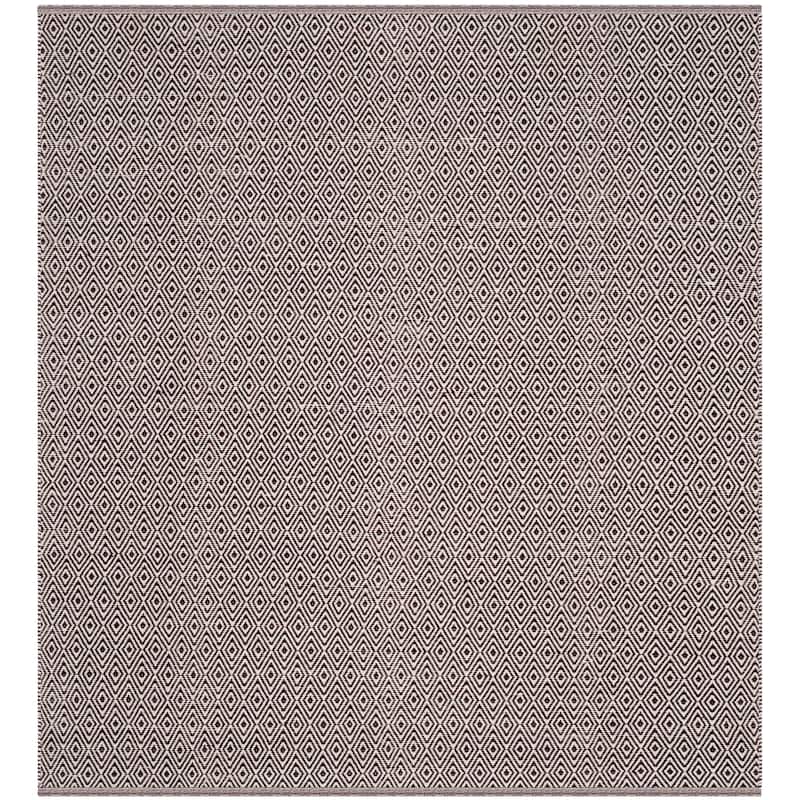 SAFAVIEH, Handmade Flatweave Montauk Brice Casual Cotton Rug - 6' Square - Ivory/Chocolate