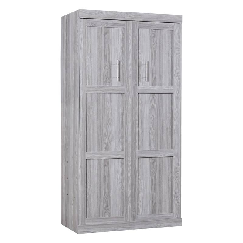 Roomfitters Twin/Full Murphy Bed with Foldable Cabinet Design and Compact Wall-Mounted Frame, Grey