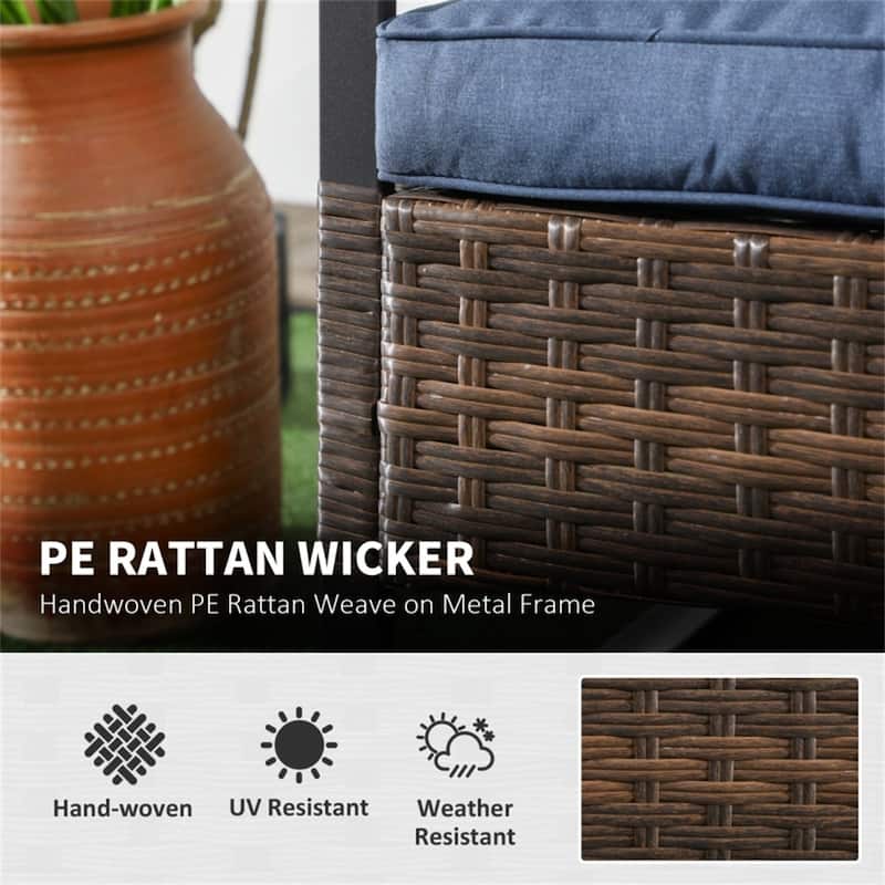 PE Rattan Rocking Chair Set with Cushions and Coffee Table - 25.5" W x 34.75" D x 31" H