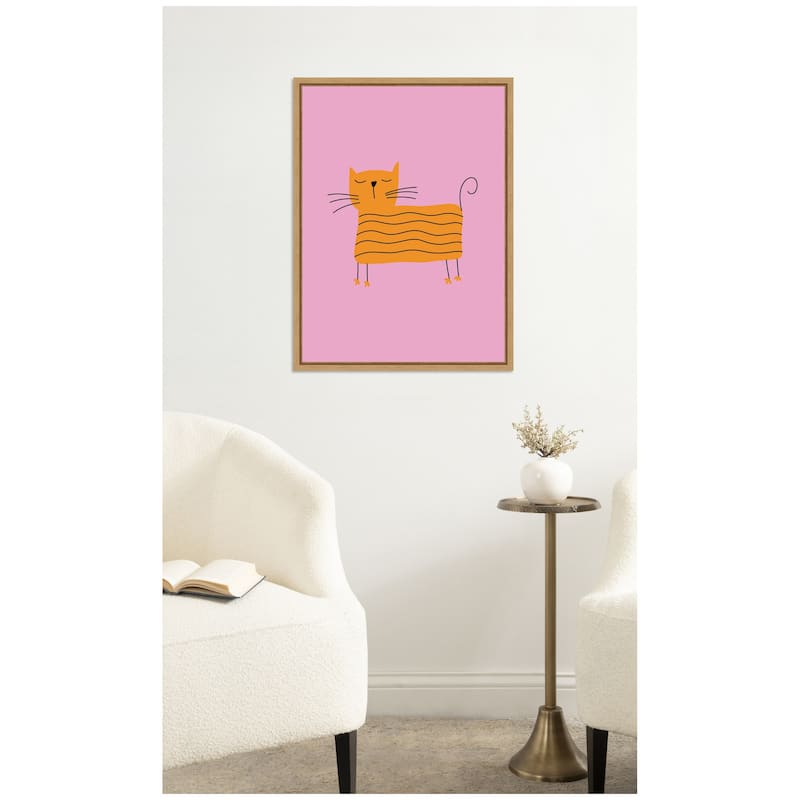 Kate and Laurel Orange Cat by Laura Moss Framed Canvas Wall Art Print