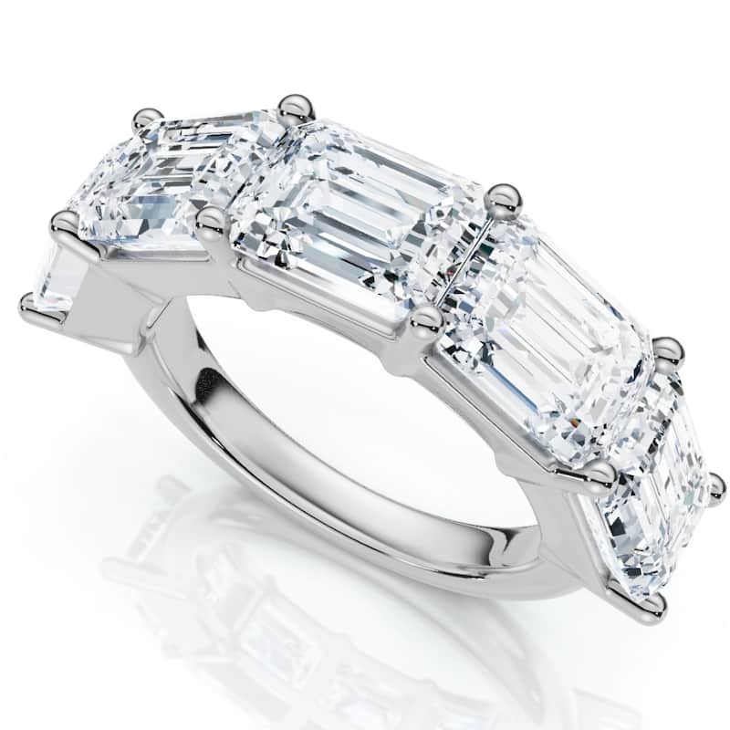 5.10Ct Emerald Cut Diamond 5 Stone Wedding Anniversary Ring Gold Lab Grown