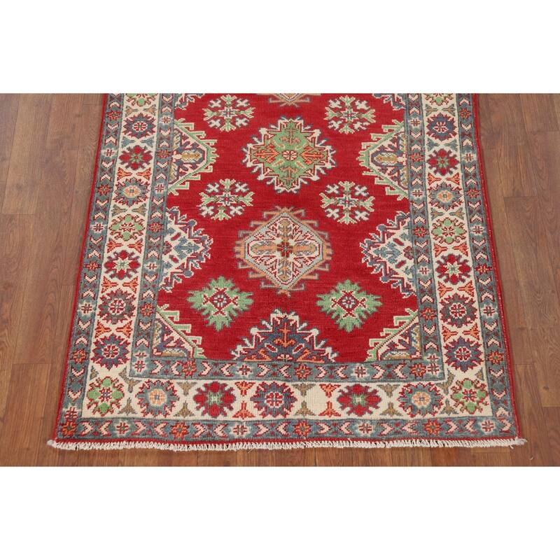 Red Kazak Foyer Rug Handmade Oriental Wool Carpet - 3'4" x 4'11"