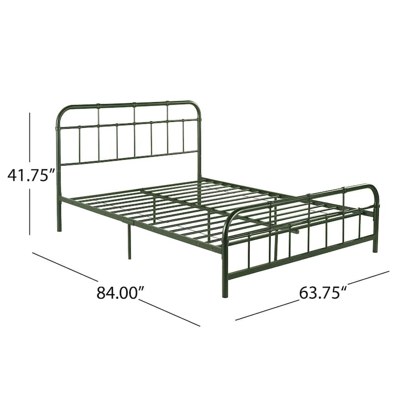 Christopher Knight Home - Aurelio Iron Platform Bed Frame with Rounded Corner Headboard and Footboard