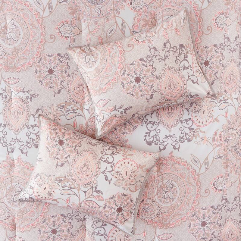 Madison Park Loleta 8 Piece Cotton Floral Printed Reversible Comforter Set
