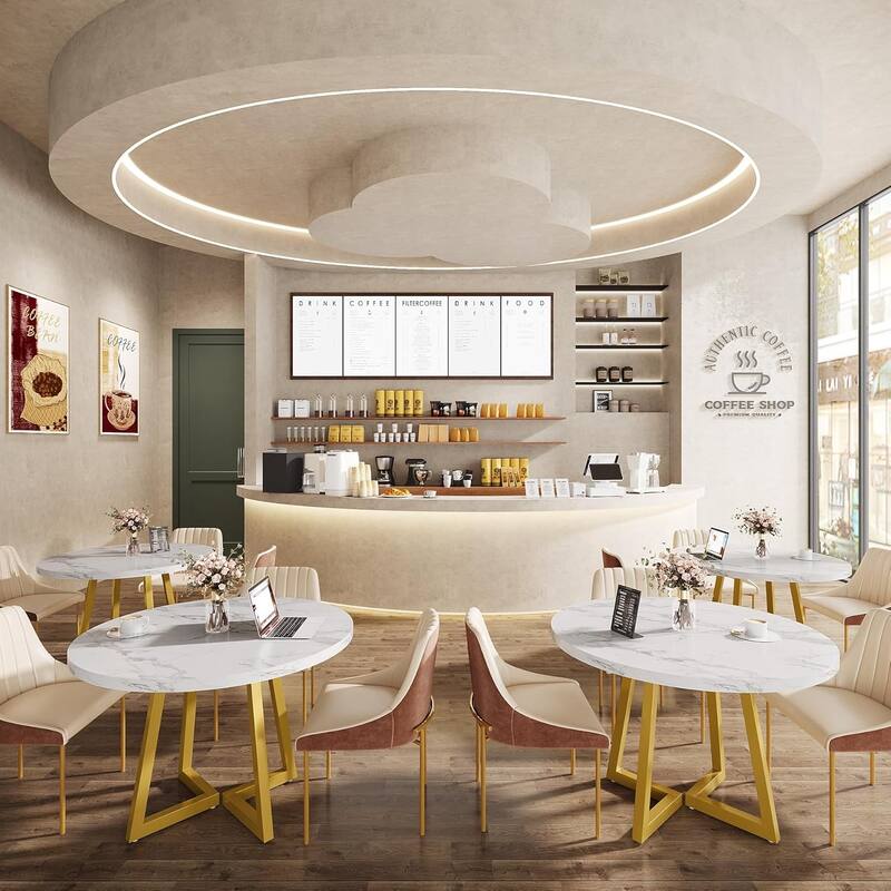 Square Dining Table Set, Industrial Dinner Table with Metal Base for Bar, Coffee Shop, Resturant