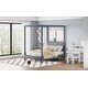 preview thumbnail 31 of 39, Canvas-upholstered Canopy Bed - Platform Wingback Bed Frame with USB, Type-C Ports Headboard, 4 Canopy Columns, 2 Sides Pocket