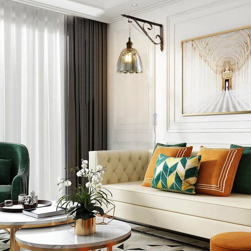 E26 kitchen pendant lights gold hanging light glass, metal plug in light