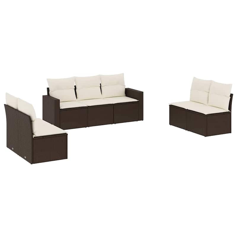 vidaXL Garden Sofa Set Brown PE rattan Large Adjustable Feet - 24.4 x 25.8 x 27.2