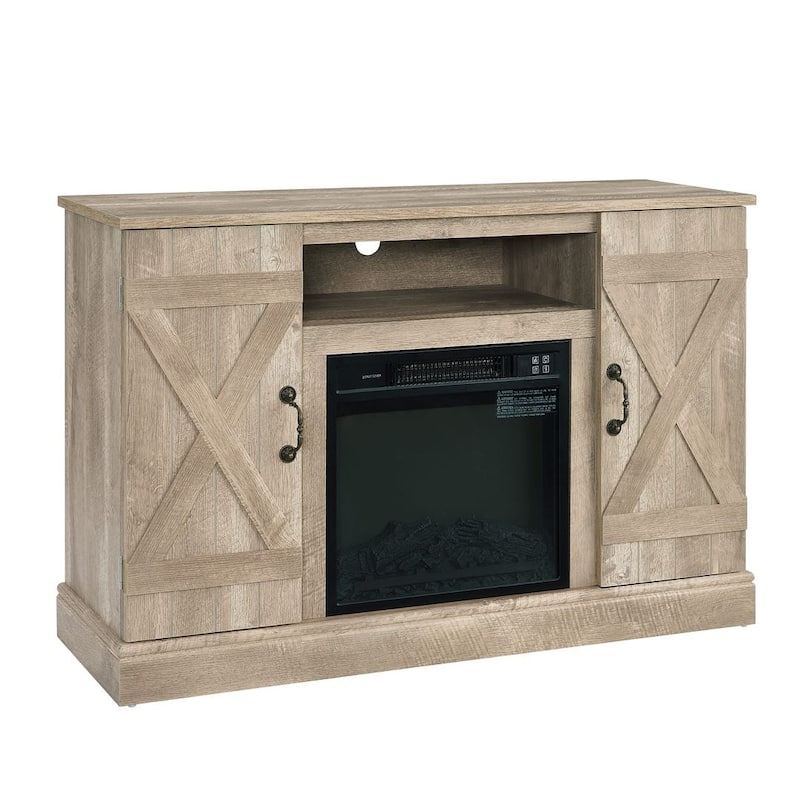 47"W Farmhouse TV Stand with 18-Inch Fireplace
