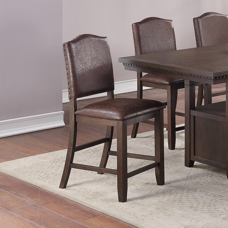 Dark Brown Faux Leather Upholstery Dining Chair, Set of 2