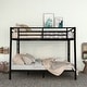 preview thumbnail 1 of 7, Metal Full XL over Queen Bunk Bed with 2 Built-in Ladders & Guardrails Black - Queen