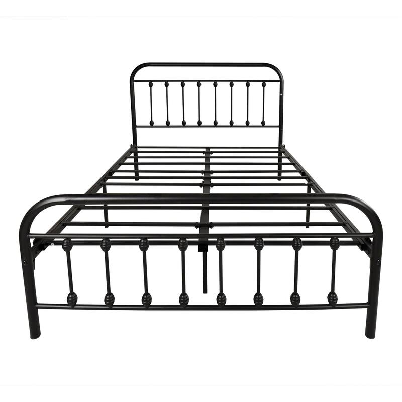 Vintage Metal Bed Frame Heavy Duty Steel Slats