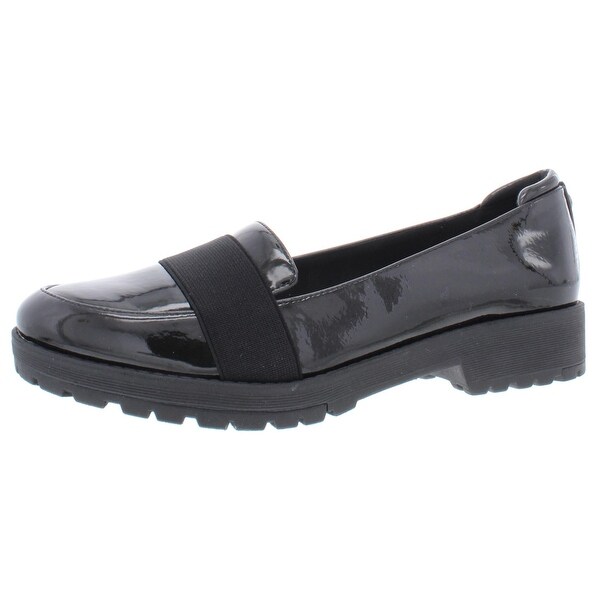 anne klein black patent leather loafers