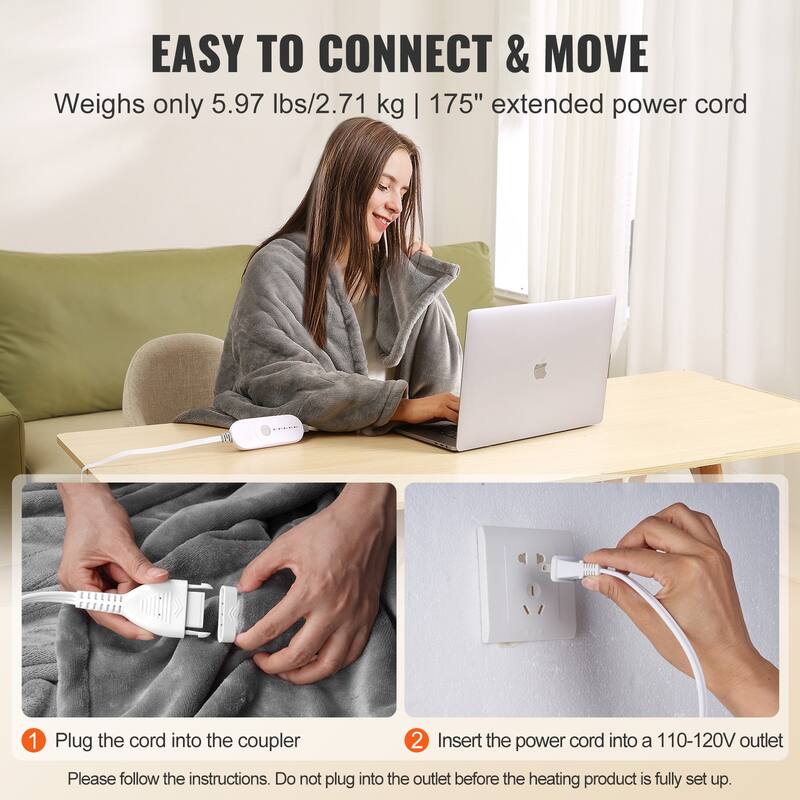 Heated Blanket Electric Throw Machine Washable, ETL & FCC Certification