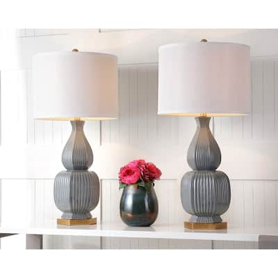 SAFAVIEH Lighting Dalmazia 32-inch Grey/ Gold Table Lamp (Set of 2) - 15"x15"x31.5" - 15Wx15Dx32H