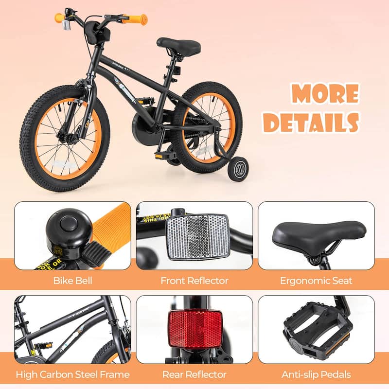 16'' Kids Bike Sport Bicycle w/Adjustable Saddle for 4-7 Years Old