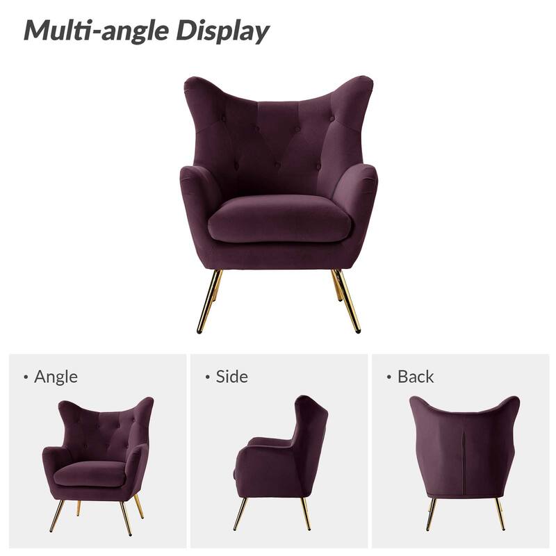 Eusebio Modern Velvet Accent Chair with Tufted Wingback for Living Room Set of 2 by HULALA HOME