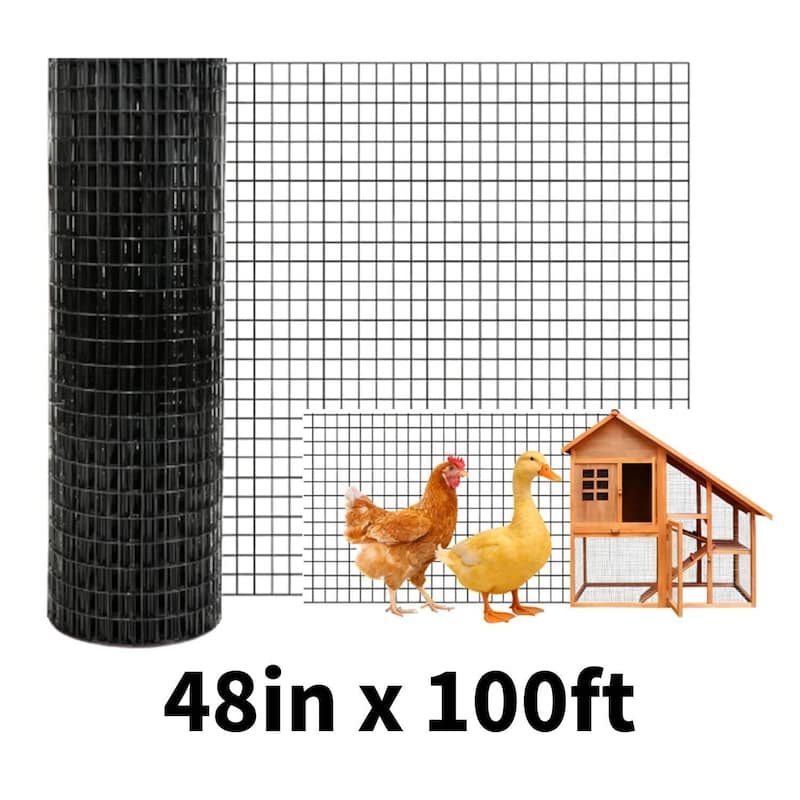 48in x 100ft 19 Gauge Galvanized Hardware Cloth, Garden Netting for Chicken Wire Fencing Roll, Black - 48in x 100ft - Black