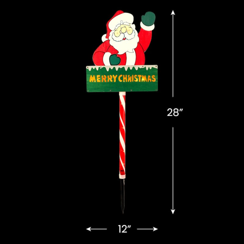 28" Lighted Santa Claus 'Merry Christmas' Lawn Stake - Clear Lights