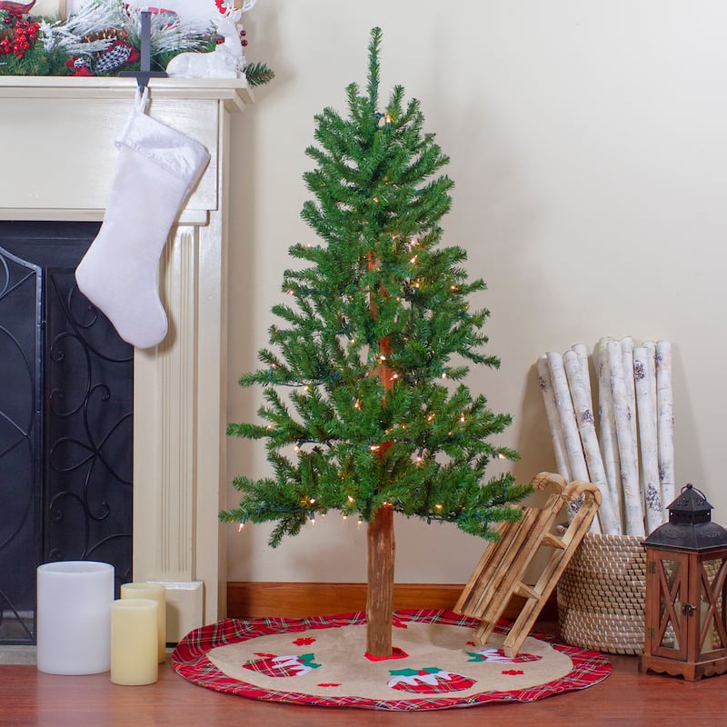 Pre-Lit Medium Alpine Artificial Christmas Tree - Clear Lights