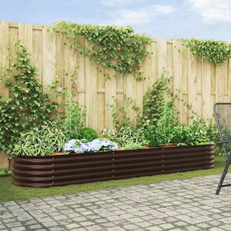 vidaXL Raised Bed in Steel - Brown-126 x 31.5 x 17.3
